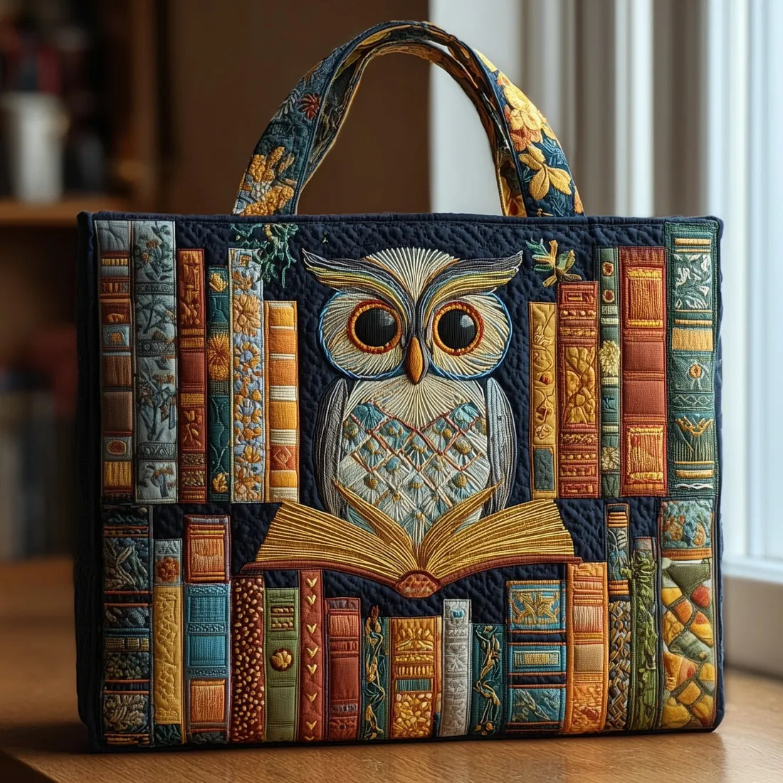 Handgemaakt Tasje - Uil en Oude Boeken