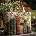 Handgemaakte Gequilt Tote - Boeken en Bloemen