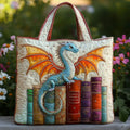 Gequilte Tas - Smaragd Groene Draak Bewaker van de Boeken