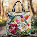 Gequilte Tas - Kolibrie en Witte Bloemen
