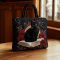 Handgemaakte Matelassé Tas - Zwarte Kat op Boeken