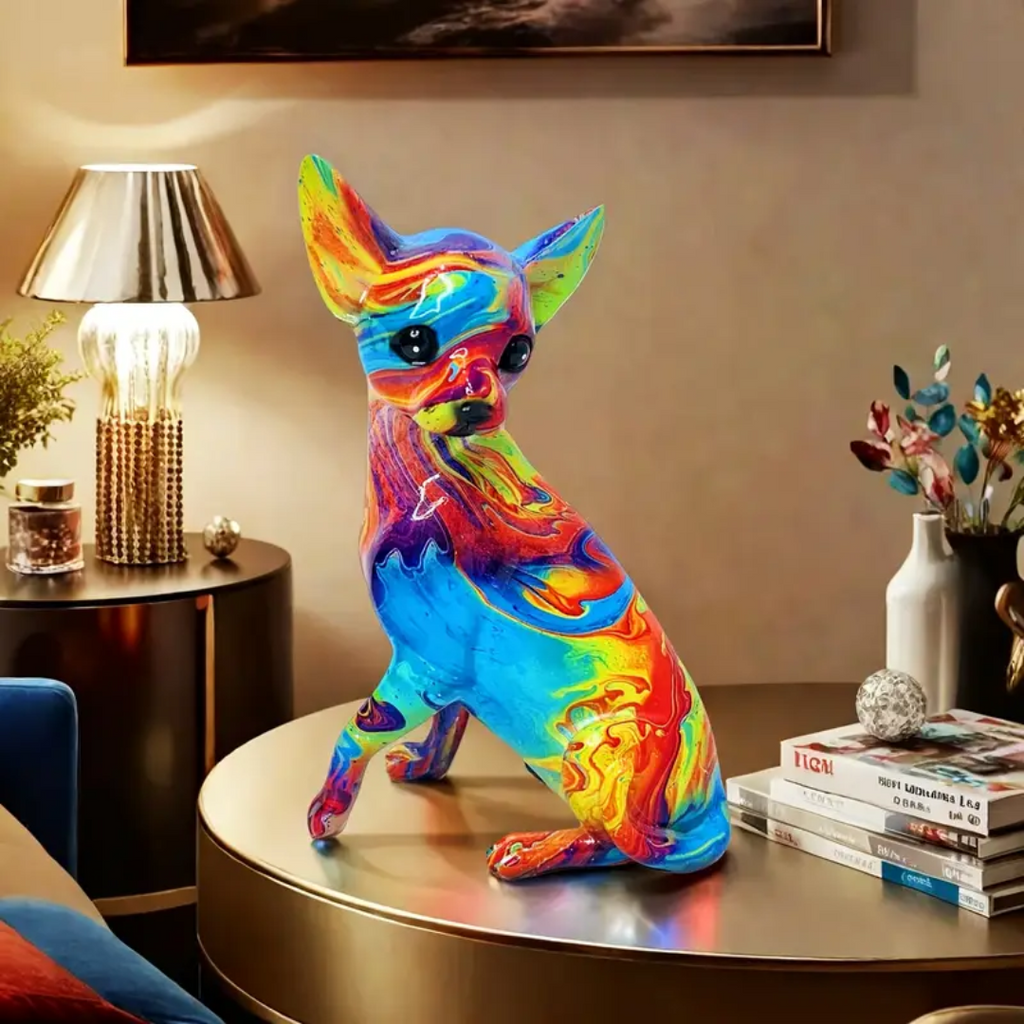Tafel Lamp Chihuahua in Glanzend Hars
