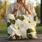 Ambachtelijke Gequiltte Tas - Elegante Witte Lelies