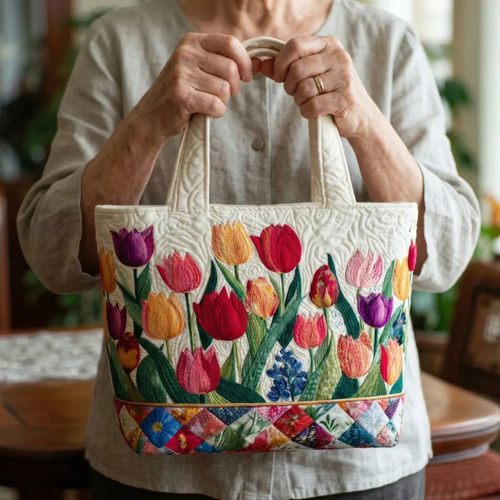 Gev quilted tas - Tulpen tuin