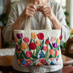Gev quilted tas - Tulpen tuin